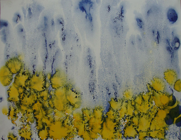 Fondo marino en amarillo Ink Paper Marine Painting