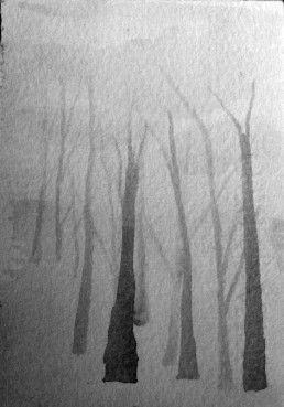 Bosque Acuarela Papel Paisaje