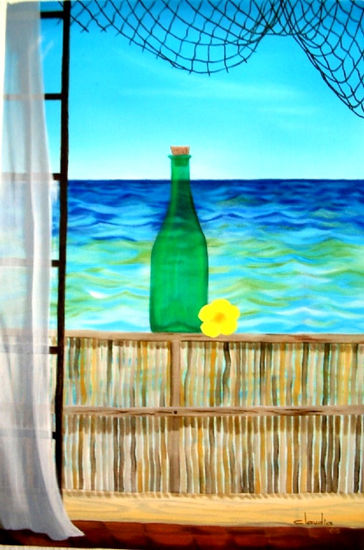 La botella Oil Canvas Marine Painting