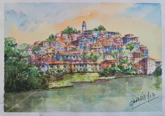 Cerro Santa Ana. Guayaquil Watercolour Card Landscaping