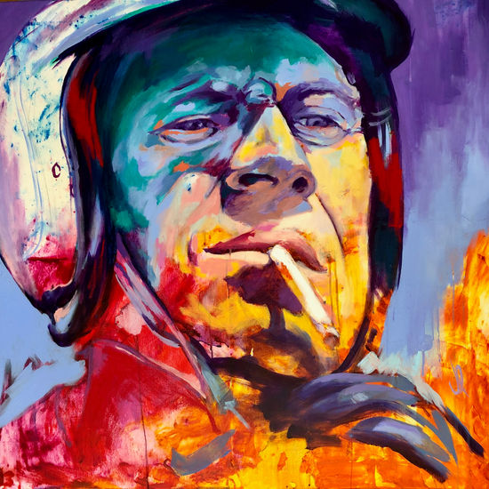 Steve McQueen Portrait - Acrylic on Canvas 90x90cm Acrílico Lienzo Retrato