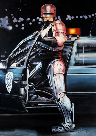 Robocop Oil Panel Figure Painting