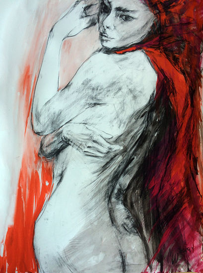 Figura en Rojo Mixed Media