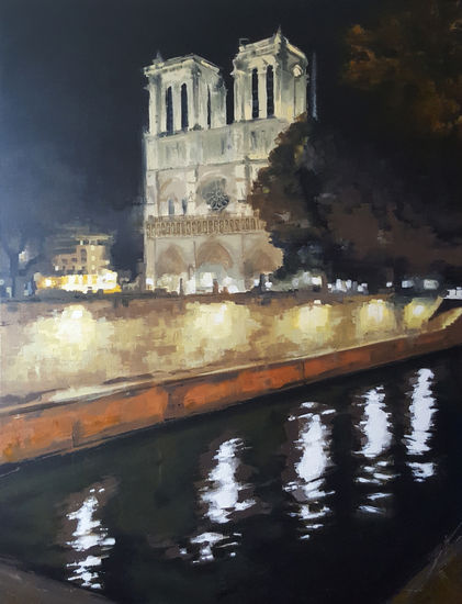 Notre Dame Acrílico Lienzo Paisaje