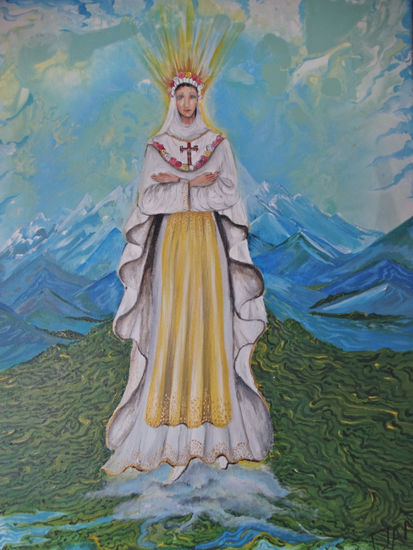 La Virgen de la Salette Acrylic Canvas Figure Painting