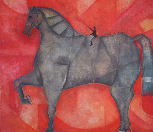 CABALLO GRIS Media Mixta Lienzo Otros