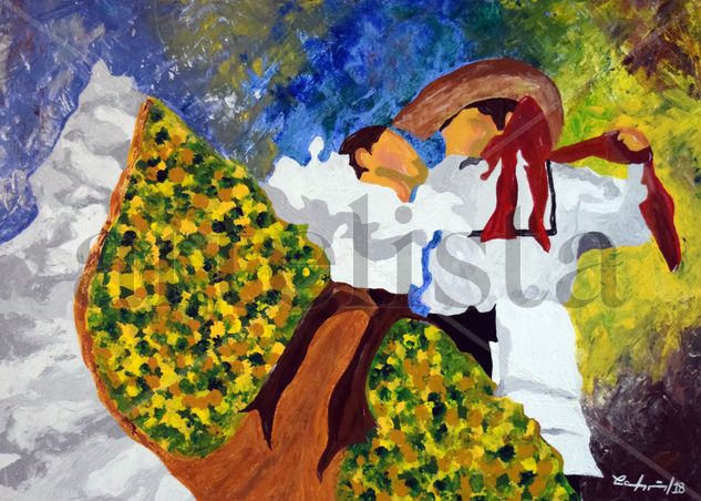 Bailarines de sanjuanero Acrylic Canvas Figure Painting