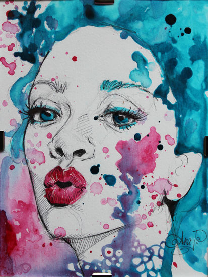 BUBBLEGUM GIRL Media Mixta Papel Retrato