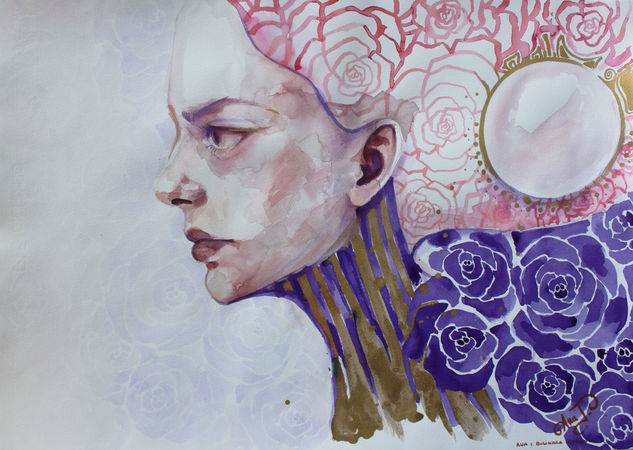 ALIEN PRINCESS II Mixed media Paper Portrait