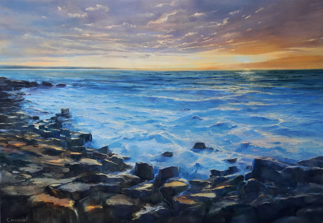 SUNSET SEA XI Oil Panel Marine Painting