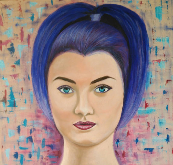 Serena en azul Oil Canvas Portrait