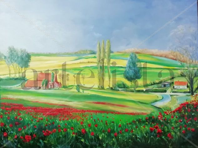 Campo de amapolas Oil Canvas Landscaping