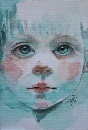 BLUE CHILD Mixed media Paper Portrait