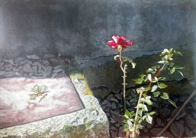 flor en solitario Oil Canvas Landscaping