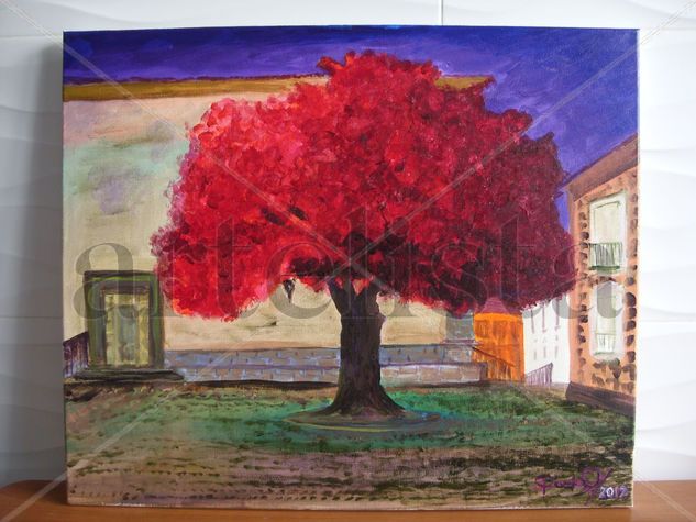 Árbol plaz de la iglesia Acrylic Canvas Landscaping