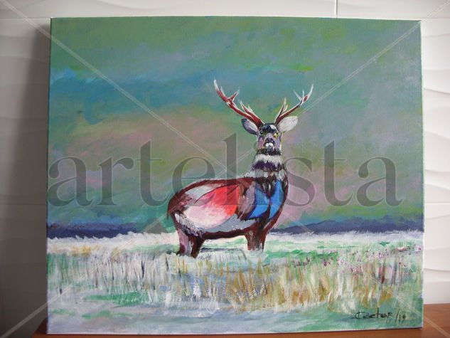 Venado y pescados Acrylic Canvas Animals