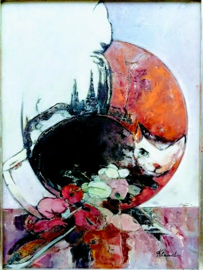 Chats avec jardin de clair de lune de Debussy Oil Panel Animals