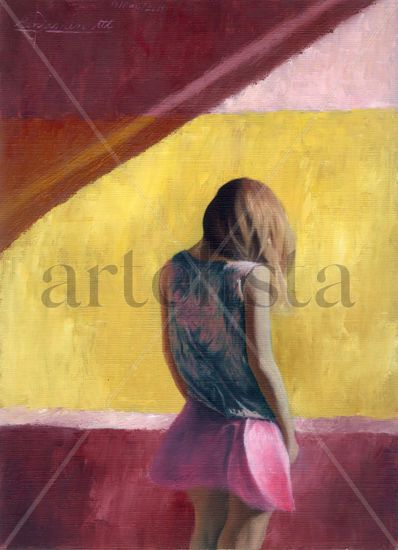 Mujer mirando el muro Oil Paper Figure Painting