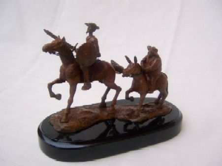 Cabalgando con Sancho Panza Bronce Figurativa