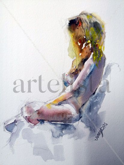 Desnudo5 Watercolour Paper Nude Paintings