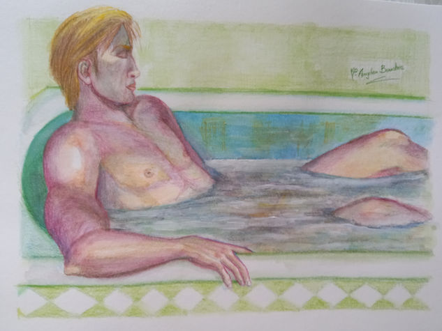 Hombre bañándose Watercolour Card Nude Paintings