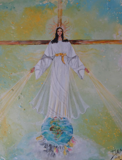 Nuestra senora de todos los pueblos Acrylic Canvas Figure Painting