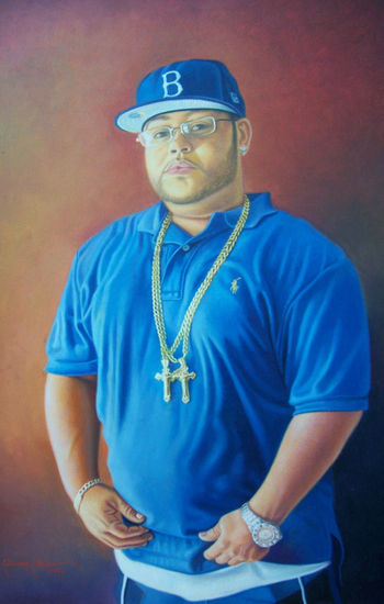 Retrato de Big Lu(retrato de un amigo): El joe Oil Canvas Portrait