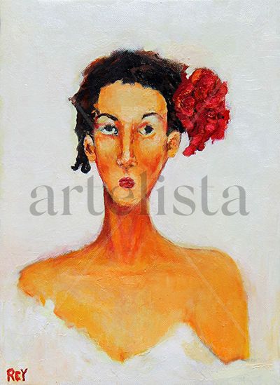 Flamenco Girl Oil Canvas Portrait