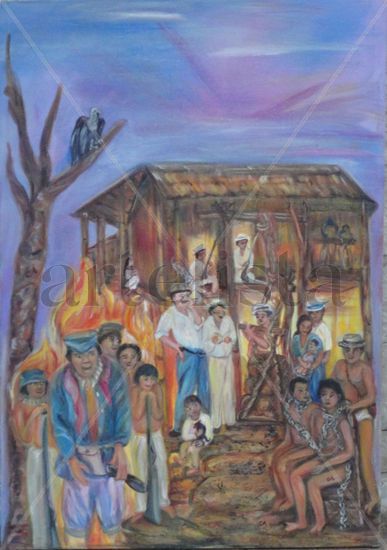 La Gran vergüenza"Casa Arana" Oil Canvas Figure Painting