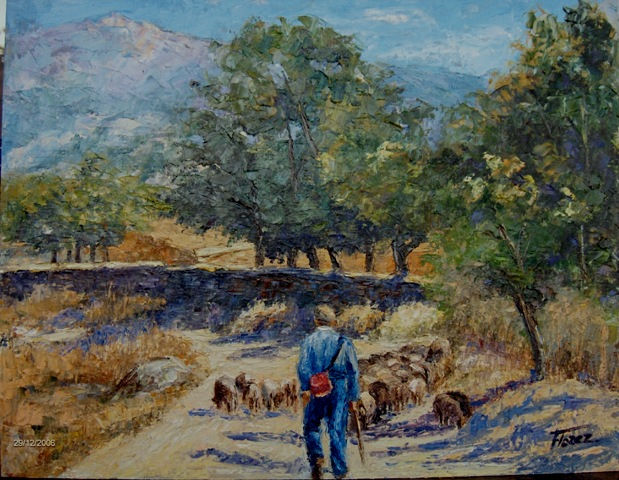 El pastor Oil Canvas Landscaping