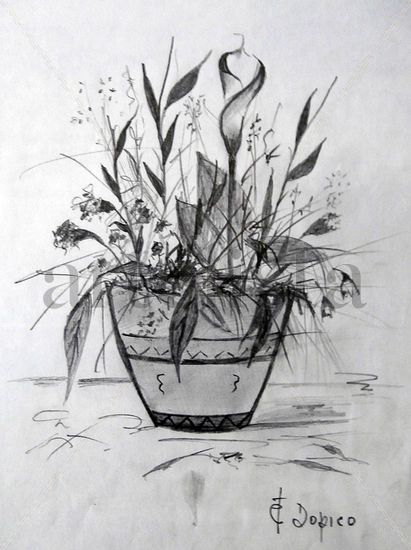 Bodegón de glores/Natureza morta de flores/Still life of flowers Pencil