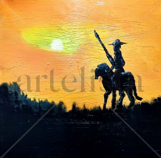 Don Quijote contra el sol Óleo Lienzo Figura