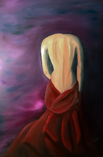 Headless woman in red