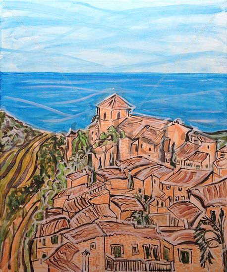 View of Deya, Mallorca Acrylic Canvas Landscaping