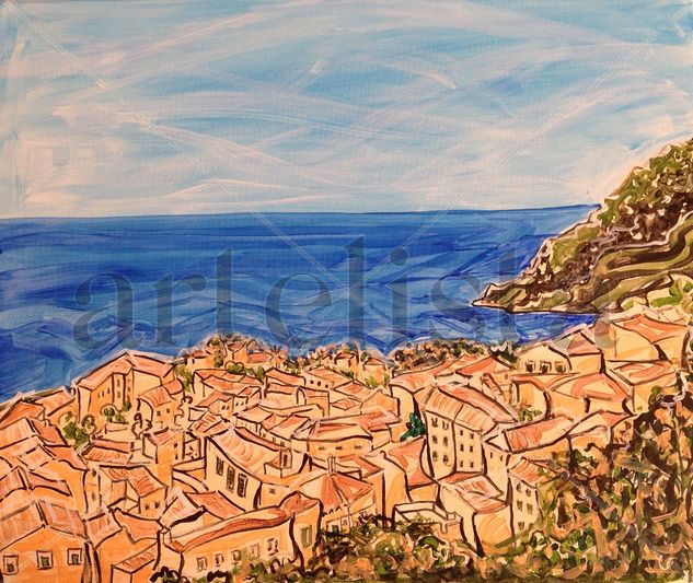 View of Banyalbufar, Mallorca Acrylic Canvas Landscaping