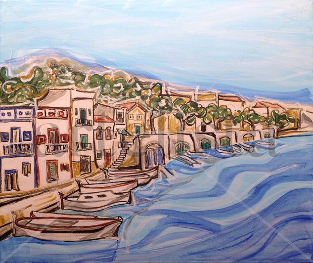 Boats at Portopetro, Mallorca Acrylic Canvas Landscaping