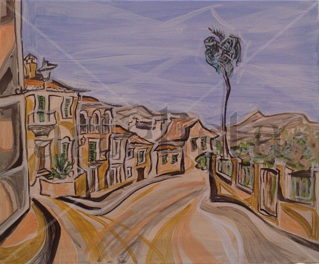 A Village Street, Mallorca Acrylic Canvas Landscaping