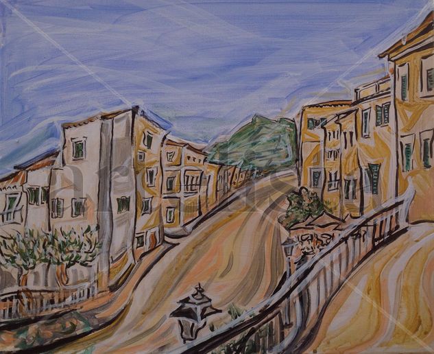 A View of Banyalbufar, Mallorca Acrylic Canvas Landscaping