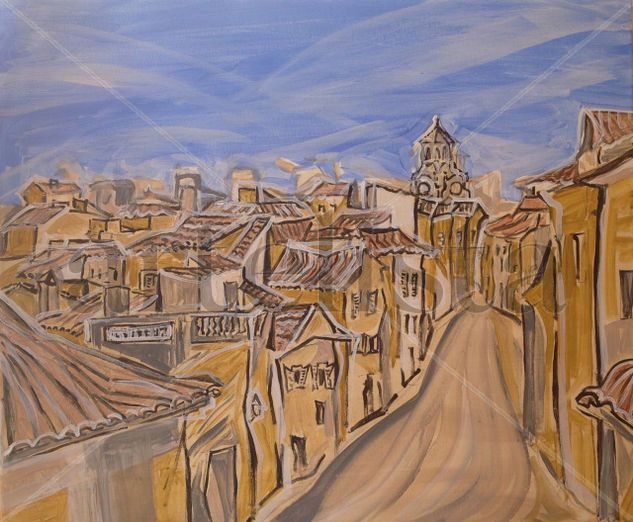 Rooftops of Alcudia, Mallorca Acrylic Canvas Landscaping