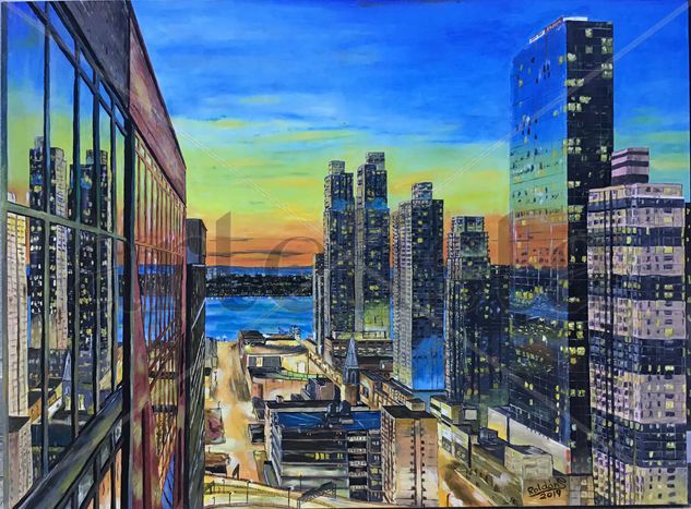 Nueva York noche Oil Panel Landscaping