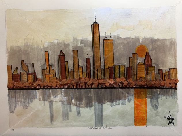 Chicago Skyline  (Papel con acrilico)