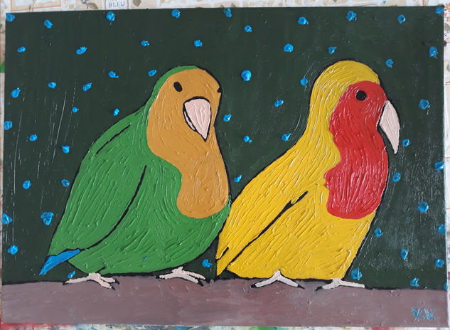 Loritos de colores Oil Canvas Animals