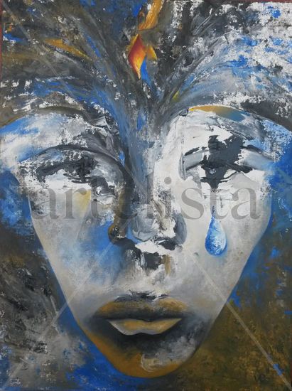 Triste alegría. Serie Máscaras. Oil Canvas Portrait