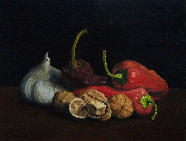 Un ajo, tres chiles y nueces