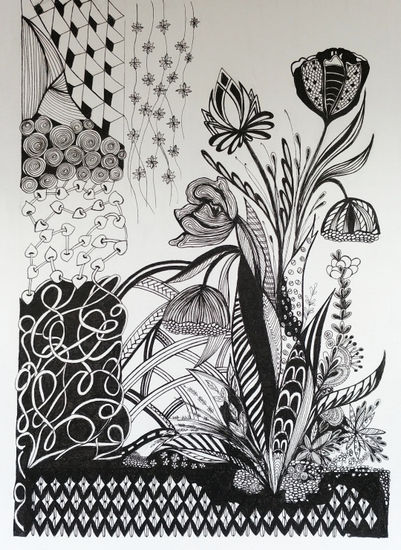 Naturaleza 6 Ink Paper Still Life Paintings