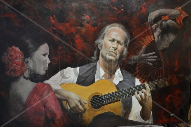 homenaje a Paco de Lucia Oil Canvas Figure Painting