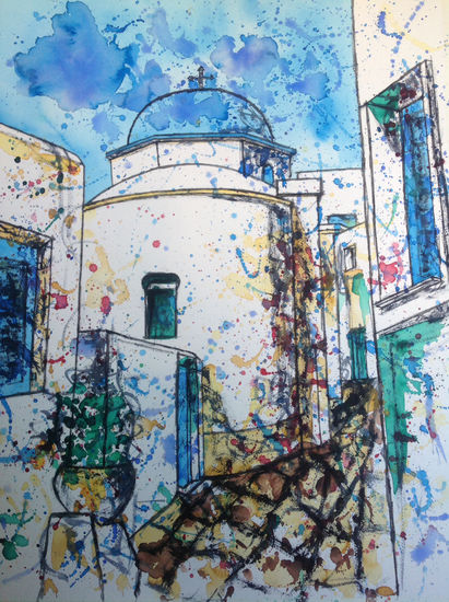 Antiparos, Grecia Watercolour Paper Landscaping