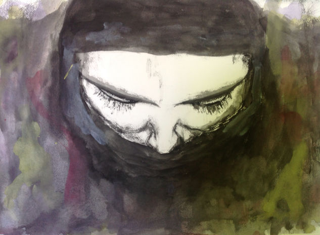 Niqab Watercolour Paper Portrait