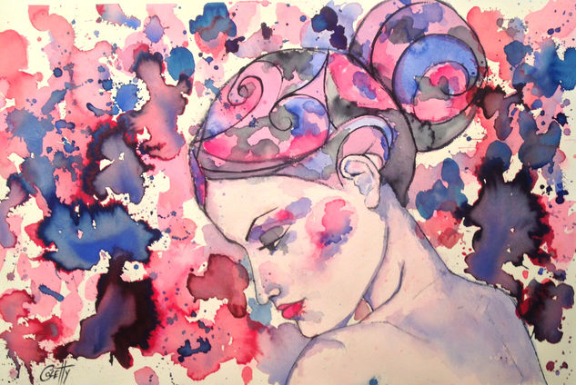 Perfil 2 Watercolour Paper Portrait