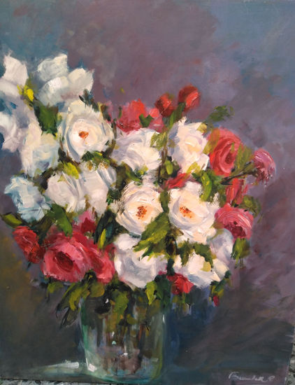 Ramo de rosas recien cortadas Oil Canvas Floral Painting